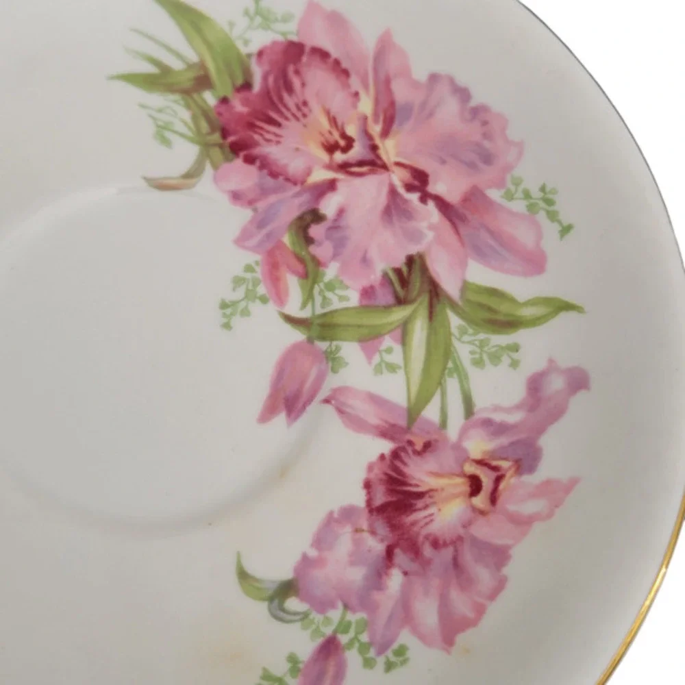 Vintage MCM 1960s Windsor Bone‎ China Tea Cup and Saucer England Gold Trim